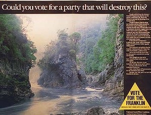 Tasmanian Wilderness Society advertising against the dam's construction